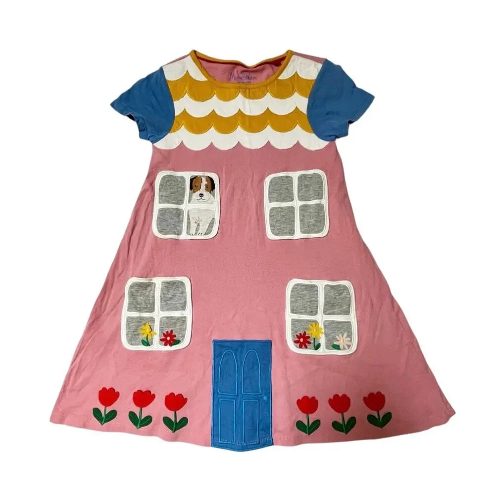 Mini Boden Window House Applique Dress Size 7/8